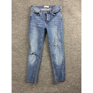 Free People We The Free Jeans Womens 28 Blue Distressed Raw Hem Skinny Ankle‎